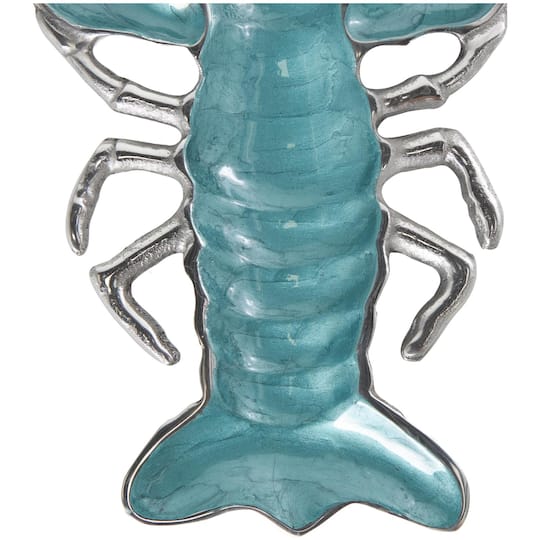 Teal & White Aluminum Enameled Lobster Living Room Décor Tray Set